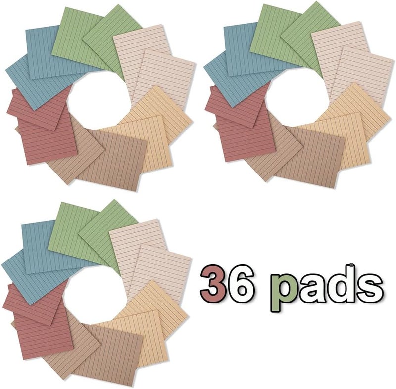 Kozerite (36 Pack) Lined Sticky Notes 4x6 in,Large Notepads with Lines,Ruled Stickies Super Sticking Power,Office School Memo Note Pads Vintage Colors,Post on Windows Doors,Recyclable,Easy to Write on - Image 2